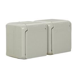 Legrand 782394 Forix Moisture-proof Surface-Mounted Socket IP44 Horizontal (2-Way), 2-Pin with & Cover, Mounts on the wall – Standard White