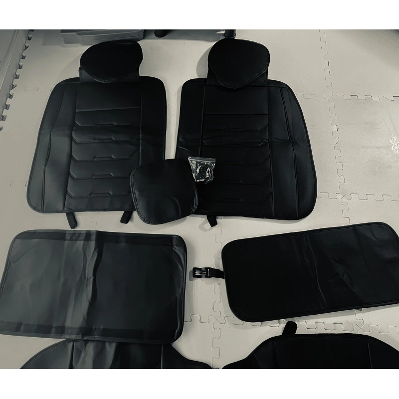 Seat Car Seat Covers Full Set in Solid Black, Front