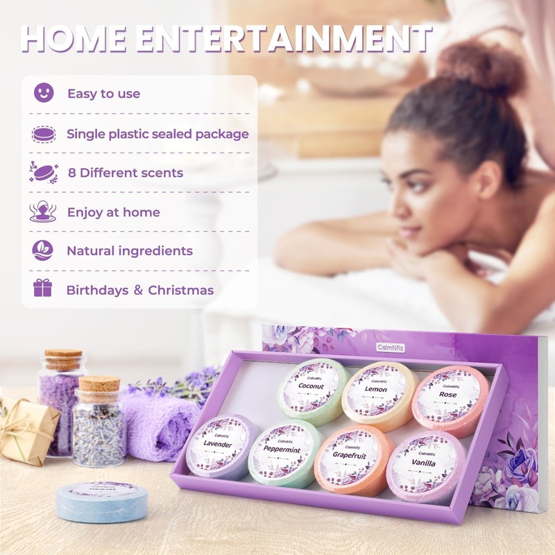 CalmNFiz Shower Steamers 8 Pack - Organic & Natural Essential