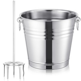 Havawish 4 Inch Stainless Steel Pork Puller with 8.7 x 7.4 Inch Stainless Steel Bucket Silver Pork Puller Drill Attachment Chicken Shredder Used with Standard Hand Drill for Beef Masher Tamale Meat