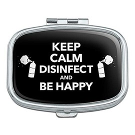 Keep Calm Disinfect and Be Happy Rectangle Pill Case Trinket Gift Box