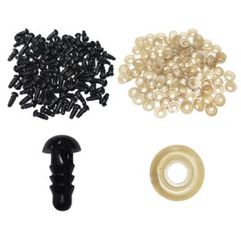 SLEEKEE 200 Pieces Black Safety Eyes with 200 Spacers Plush Toy Accessories Toy Eyes with Washers Crochet Animal Eyes DIY Plastic Screw Eyes (6mm)
