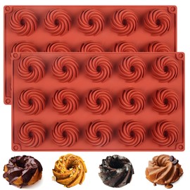 Molde de silicona con espiral, 15 cavidades, 11.5 x 6.6 pulgadas, paquete de 2, Terra Cotta