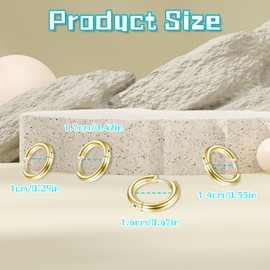 Earrings, Gold Earrings for Women, 12/14/16/18mm, Hypoallergenic Earrings, Hoop Earrings, Stainless Steel Earrings for Men, Women, Boys and Girls, Synthesis