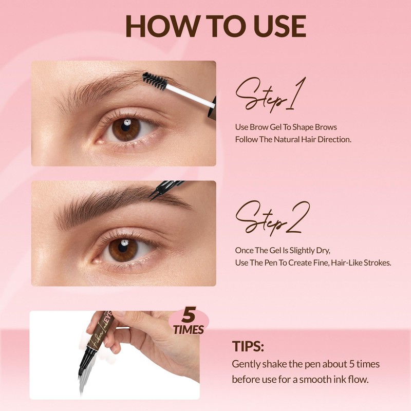 Liquid Eyebrow Pen,Waterproof Smudge Proof 4D Brow Pencil, Long-Lasting Natural