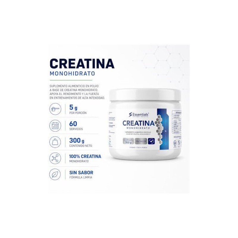 Creatina Monohidrato 100 pura Libre de azucares Libre de gluten