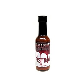 Hellfire First Blood Hot Sauce, Gourmet Sauce made with the Finest Super Hot Peppers, EXTREME HEAT, 5 OZ.