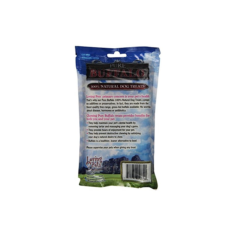 Loving Pets Pure Buffalo 4-Inch Pressed Bully Bone Dog Treat,