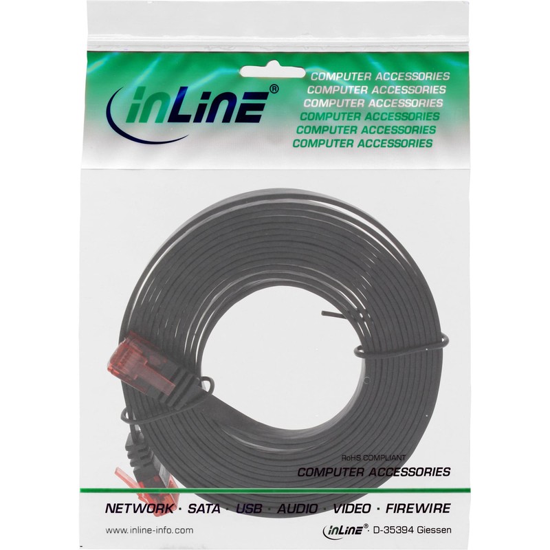 InLine 71614S Patchkabel flach, U/UTP, Cat.6, schwarz, 1,5m
