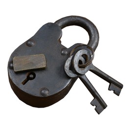 Deco 79 Metal Brass Lock & Keys 3.5" H,2" W-01104, 3.5" x 2"