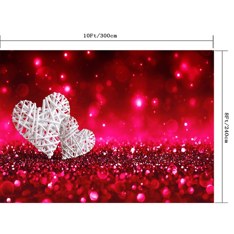 CapiSco 10X8FT Valentine's Day Backdrop Vinyl Photography Red Glitter Background