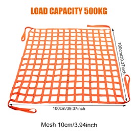Lifting net, cargo hanging net, 1 x 1 m, 500 kg polyester slings, load lifting net, webbing net, high load capacity, hanging lifting net, for load securing, vertical lifting, barrier nets