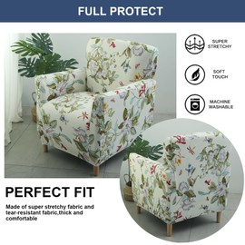FUANGUI Banquet Armchair Slipcover Printed Chair Covers with Arms Stretch Club Chair Slipcover Soft Armchair Sofa Covers Anti-Slip Furniture Protector for Dogs Pets Home Living Room Decor, 2PCS, 23
