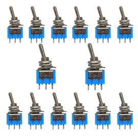 senvenelec 14pcs car mini toggle switch,SPDT 6A 125V AC ON-ON 2 digit 3 pin, for cars, truck, boat, instrument panel, electrical modification