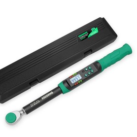KOEORWS 3/8" Drive Digital Torque Wrench, 5.02-99.57Ft.lb/6.8-135N.m, Long Electronic Torque Wrench with Preset Value, Buzzer & LED Indicator, 2% Accuracy for Bike, Motorcycles