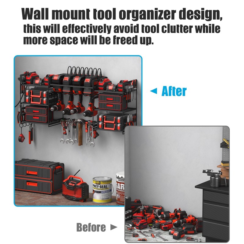 CCCEI Black Power Tool Organizer Wall Mount, Large Tools and