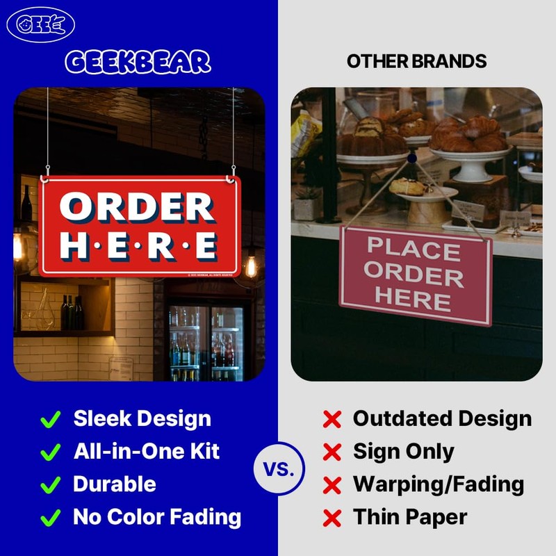 GEEKBEAR Order Here and Pick Up Here Signs (Pink) -