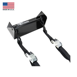 Pit Posse 442BK Ratchet Strap Tie Down Hangers Garage Trailer Storage Organizers -Set of 2 -Made in USA- Powder Coated Black Aluminum Junior Rack Holder-Race Car Enclosed Trailer