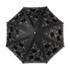 LCY Embroidered Lace Double-deck Anti-UV Parasol Sun/Rain/Snow Folding Umbrella-Black