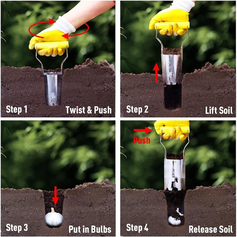 Jardineer 3PCS Bulb Planter Tools Set, Long Handle Bulb Planting