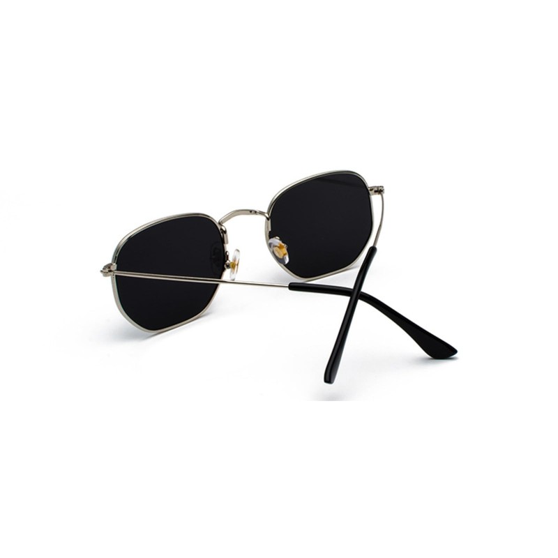 QVKUUT Retro Polygon Sunglasses for Men and Women, Silver/black