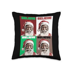 Christmas Throwback Black Claus Blanta Santa Throw Pillow