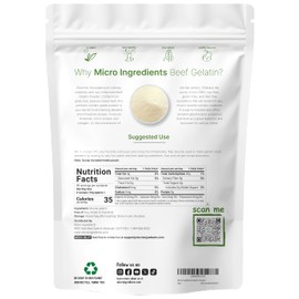 Beef Gelatin Powder, 2lb (32oz) | Premium Source from Grass-Fed & Pasture Raised Beef | Unflavored Thickening Agent for Cooking & Baking | Rich in Natural Protein & Collagen | Non-GMO, Gluten Free