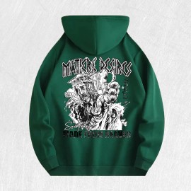 Mater Desires Graphic Hoodie 100% Cotton US Warehouse 6 ColorsColor: Army Green, Size: L