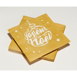 20 Cotton Napkins 40 x 40 cm 3 Ply with Ball Lettering Gold