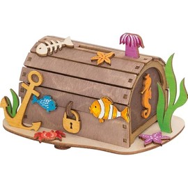 Drechslerei Kuhnert – Hobaku Craft Set – Money Box / Money Box – Motif: Treasure Chest – Decoration Made of Wood to Assemble – Dimensions: Approx. 14 x 10 x 10 cm – Made in Germany