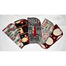 Gina's Soft Cloth Shop 1 Ply Printed Flannel Little Wipes 8x8 Inches Set of 5 Country Christmas- Proudly Made in the USA!