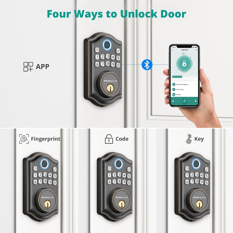 AkaGear DS10 Pro Keyless Entry Door Lock, Fingerprint Door Lock,