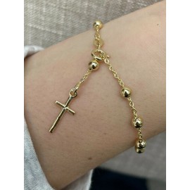Rosary Bracelet - 14k Gold Vermeil 925 Silver - 4mm - 7.5"