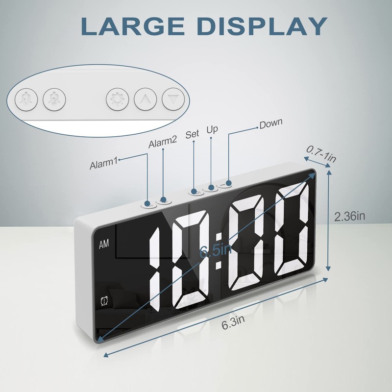 Ankilo Digital Alarm Clock, LED Clock, Electronic Table Clock with