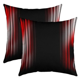 jejeloiu Set of 2 Geometric Abstract Ombre Throw Pillow Covers, Red Grey Black Striped Cushion Case for Home Living Room Decor, Reversible Modern Decorative Throw Cushion Case, 16x16 Inches