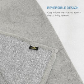 Catalonia Cable Knit Sherpa Fleece Throws Blanket,Reversible Super Soft Plush Fuzzy Blanket with Fleece Lining for Bed Couch Sofa 60x50 Gray