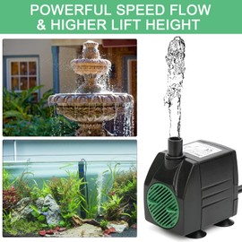 BARST Submersible Water Pump,290GPH Adjustable Aquarium Pump Pond Pump Ultra Quiet Fountain Pump with 3 Nozzles & 6ft Power Cord for Fish Tank, Statuary, Hydroponics,Outdoor Waterfall (1100L/H,16W)