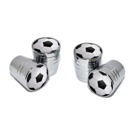 Elektroplate Soccer Ball Bright Chrome Aluminum Tire Valve Stem Caps | Universal Fit for Cars, Bikes, Trucks, RVs, Motorcycles, Trailers (Pack of 4)