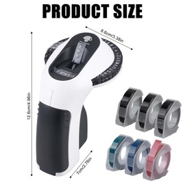 Labelling Device, 3D Embossing Device E975, Portable Label Embossing Device with 6 Rolls of Embossing Device Labels, DIY Labeling Device, Handheld Label Printer with (£ € Ä Ö Ü) for Home School