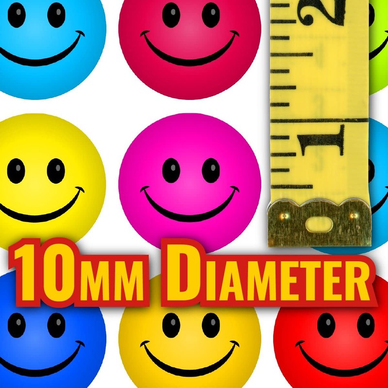 900 Colourful Mini Smiling Faces Dots 10mm Glossy Spot Stickers