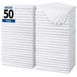 FIXSMITH White Microfiber Cleaning Cloth, Pack of 50, 16"X12" Cleaning Rags for Housekeeping and Kitchen, Reusable Shop Towels, Microfiber Towels for Car, Lint Free, Scratch-Free, Highly Absorbent