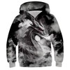 Ahegao Big Boys Grey Dragon Hoodie 3D Print Pullover Youth