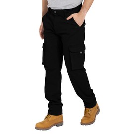 Alamo Casual Cargo Pants for Men - Stretchable, Regular Fit Cargo Work Pants for Men - 6 Pocket Outdoor Mens Work Pants Black