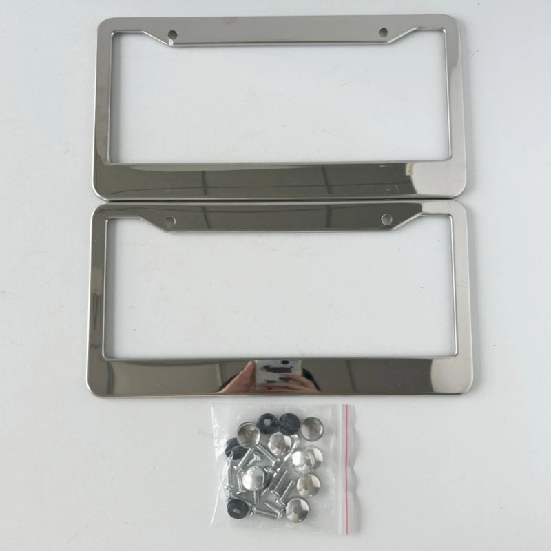 Chrome Stainless Steel Metal License Plate Frame Tag Cover With
