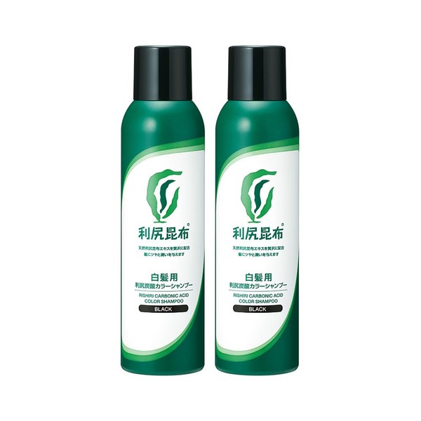 [For Gray Hair] Rishiri Carbonated Color Shampoo (Black) 6.3 oz (180 g) x 2 Pieces Set