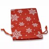 Hackberry Creek 5 Red + White Snowflake Fabric Drawstring Bags,
