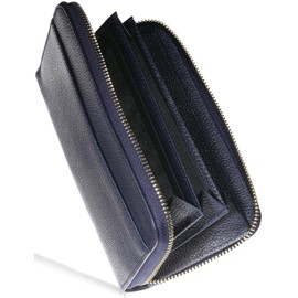 Blue Cynthia SW6 Men's Long Wallet, Genuine Leather, 14 Cards, Vertical Storage, Skimming Prevention, Large Capacity, Thin, Compact, Safe, Vegetable, Tanned Shrink Leather, Shrink Leather, dark navy