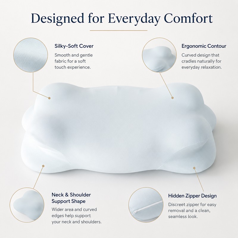 Contour Pillowcase Cover for Cervical Pillows – Silky-Soft Zipper Cover