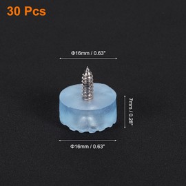 sourcing map 30 Pcs 0.63x0.28 Inch Round Rubber Furniture Feet with Screws, Non-Slip Furniture Floor Pads for Chair Table Sofa Couch Legs, Blue