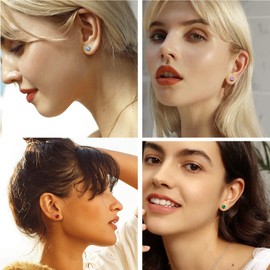 Cute Small Stud Earrings Sterling Silver Womens Cubic Zironia Earrings Studs April Birthstone Jewelry Gift For Friend